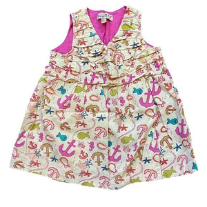 Lola Et Moi Girls 100% Cotton Nautical Pattern Sleeveless Snap Wrap Sundress 12M